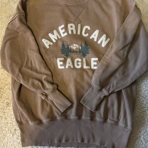 American Eagle Outfitters Brown Graphic Crewneck Sweater
